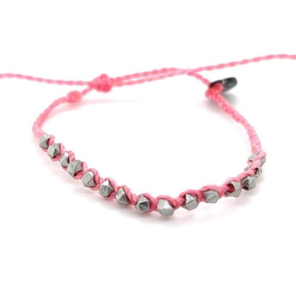 Pura Vida Pink Silver Beads Bracelet - Picture 1 of 3